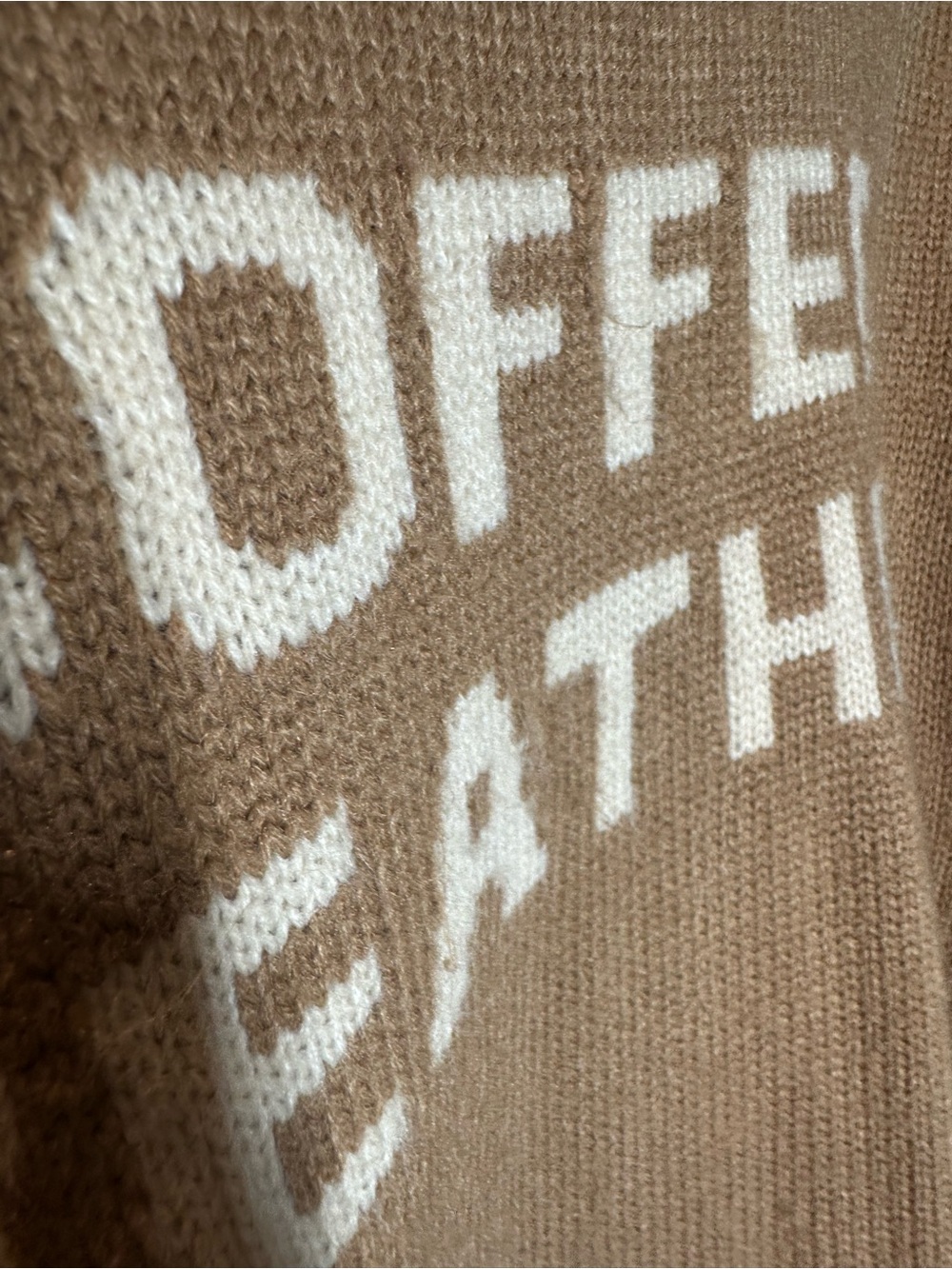 PANACHE APPAREL XL "Coffee Weather" Tan Brown Crewneck Graphic Boxy Sweater - Picture 4 of 8